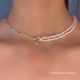 Paper Clip and Freshwater Pearl Necklace