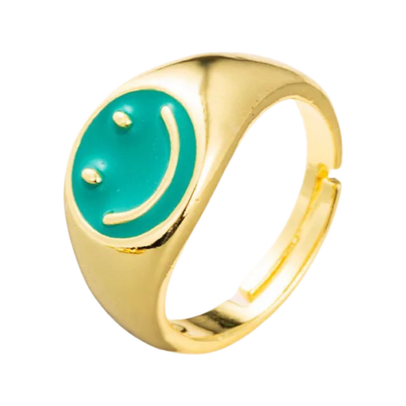 Smiley In Your Face Ring in Teal Trance