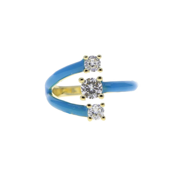 Triple Sparkle Ring in Deep Blue