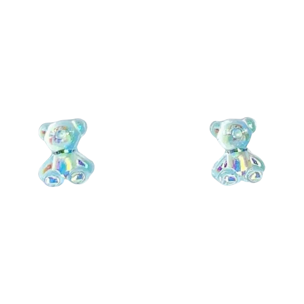 Glisten Gummy Bear Earrings in Blue Green Gloss