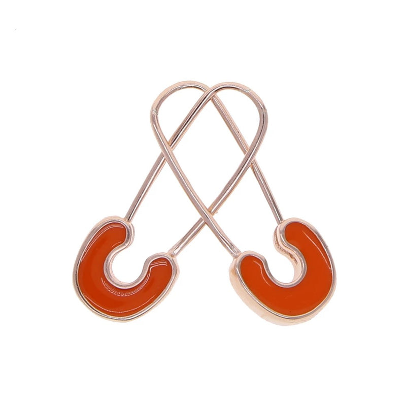 Safety Pin-Me Earrings in Orange Blossom