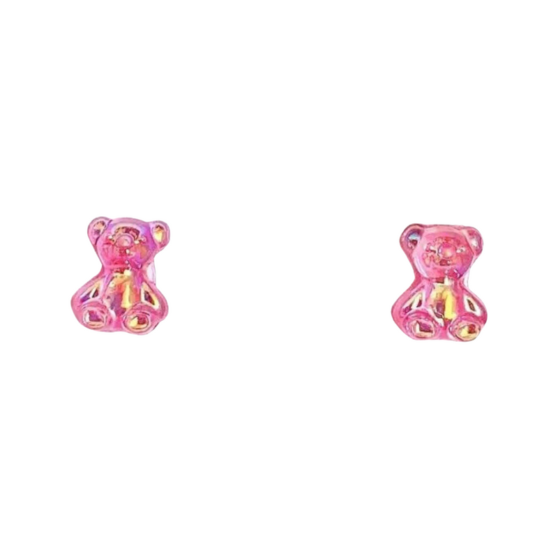 Glisten Gummy Bear Earrings in Bright Pink Sparkle