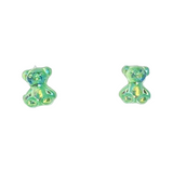 Glisten Gummy Bear Earrings in Green Sparkle