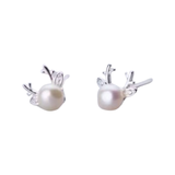 Tiny Antler and Pearl Micro Earrings