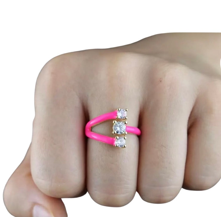 Harper Triple Sparkle Ring in Pink Paradise