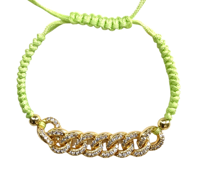 Sparkle Pavé Chain Link Bracelet in Seychelle Green
