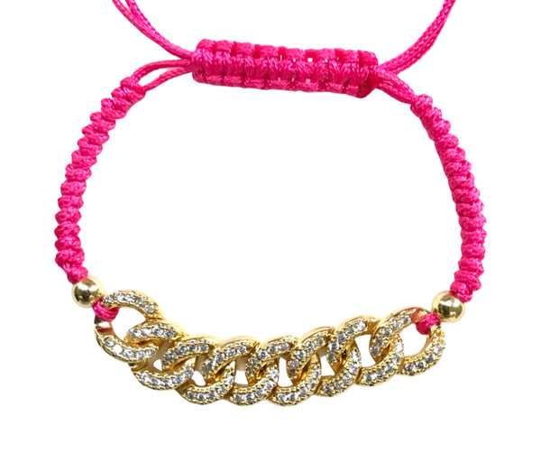 Sparkle Pavé Chain Link String Bracelet in Paris Pink