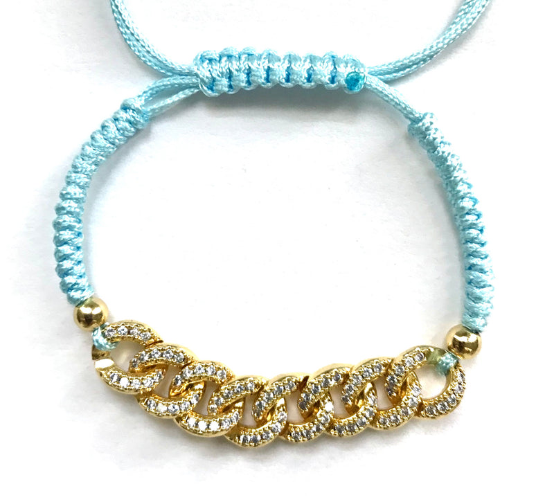 Sparkle Pavé Chain Link Bracelet in Blue Horizon