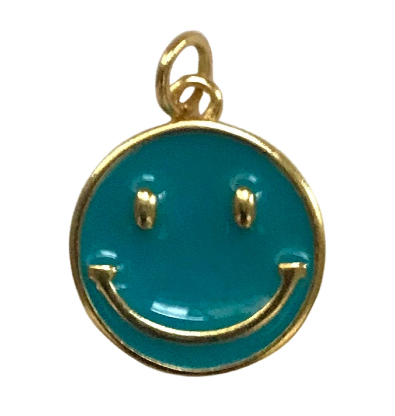 Smile All Day Enamel Charm in Teal Me More