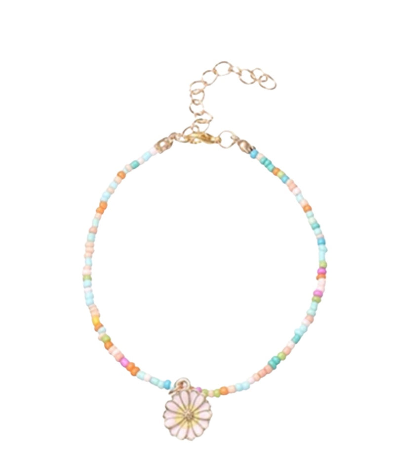 Lauren Candy Flower Charm Anklet in Pinky Pink