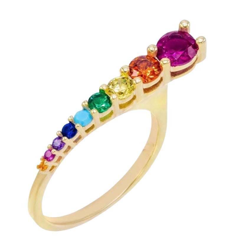 Corrine Rainbow Bar Ring