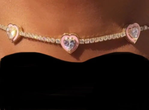 Charlotte Sparkle Pink Heart Necklace