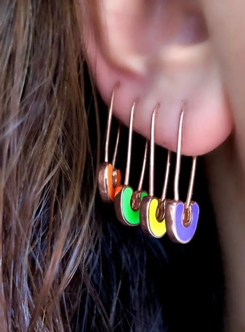 Safety Pin-Me Earrings in Grass Green