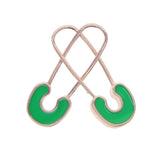 Safety Pin-Me Earrings in Grass Green