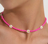Flowers Go With Everything Necklace in Barbie Girl Pink